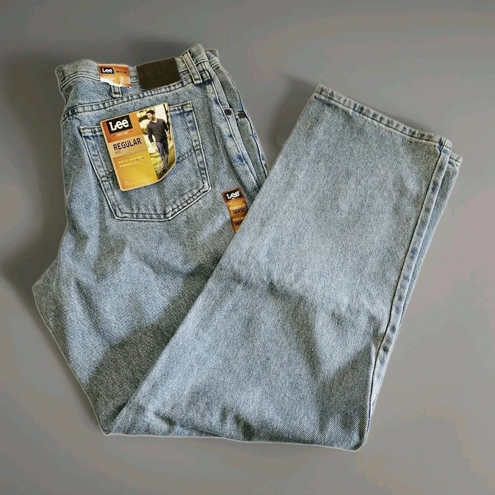 NWT Lee Mens Regular Fit Straight Leg Jeans Denim Pants Light Stonewash 2008916